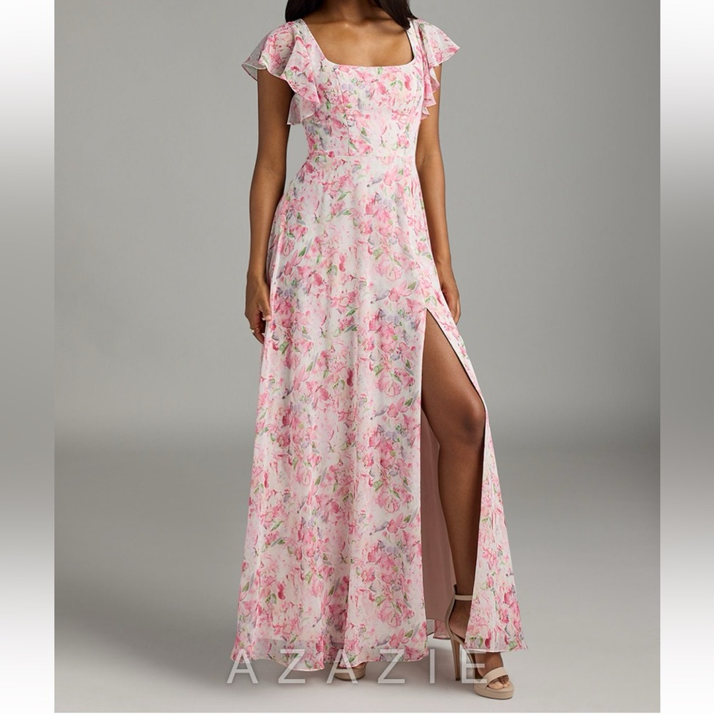Floral Pink and White Maxi Dress